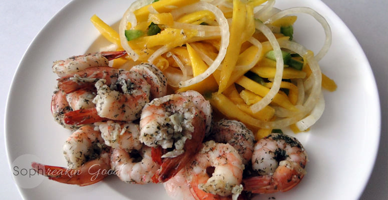 Garlic Shrimp with Spicy Mango Salad