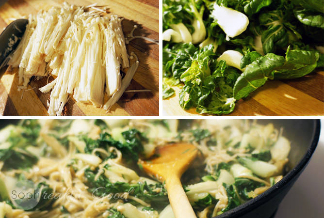 Bok Choy with Enoki Mushrooms