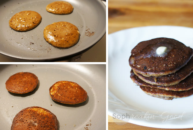 Grain Free Dark Chocolate Banana Pancakes